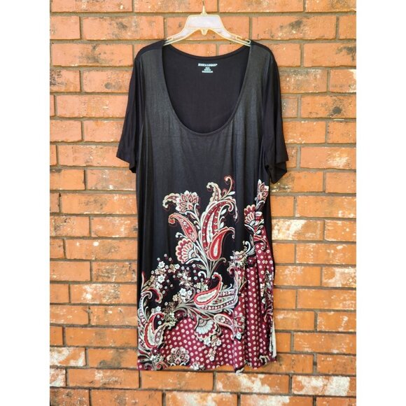 Jessica London Women's Paisley Print Tunic Dress 22/24 Black & Red - Picture 1 of 5